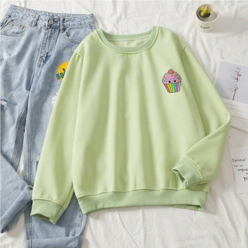 CUTE CARACTER CREWNECK / SWEATER WANITA TEBAL