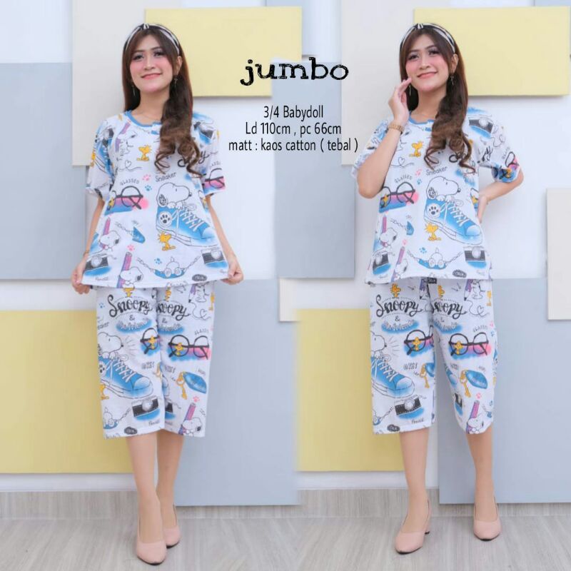 Piyama babydoll jumbo pendek