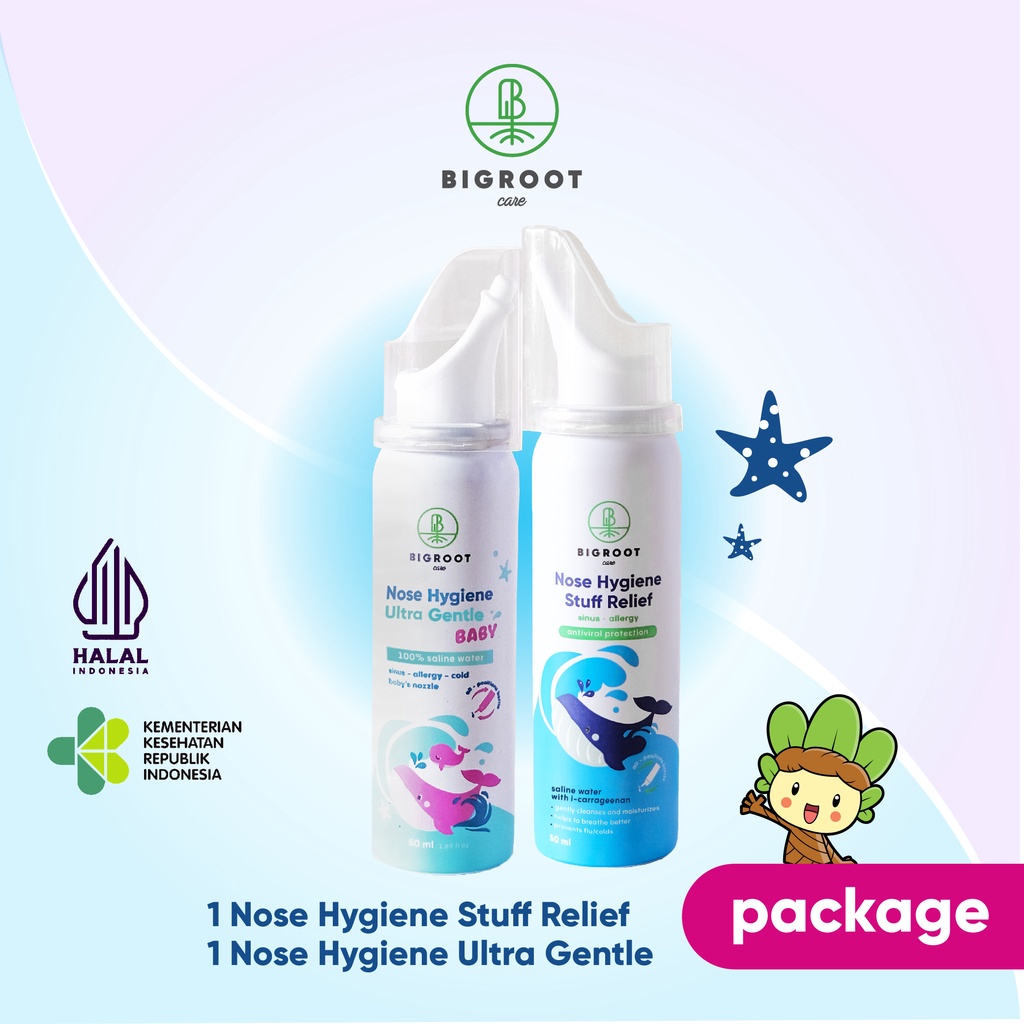 Paket Bigroot Nose Hygiene Stuff Relief + Bigroot Nose Hygiene Ultra Gentle Baby 50ml