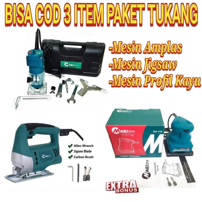 RO677 MANTUL SALE PAKET 3 ITEM TUKANG KAYU mesin jigsaw mailtank mesin
