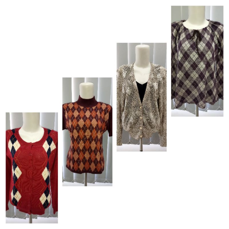 Rajut/rajutan motif ketupat Cardigan, Atasan, Dress, Tunik