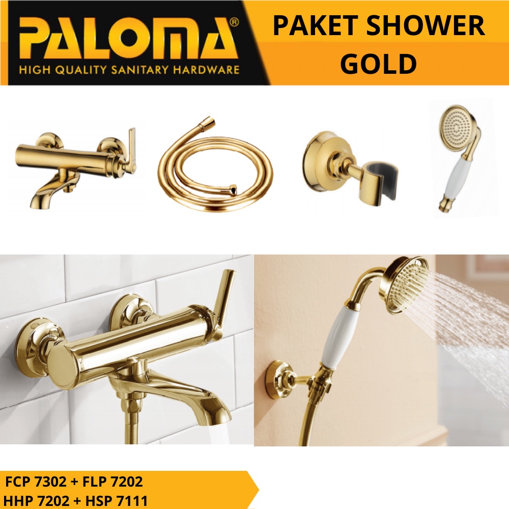 PALOMA KERAN SHOWER AIR SET MIXER GOLD EMAS FCP 7302 + FLP 7202 + HSP 7111 + HHP 7202