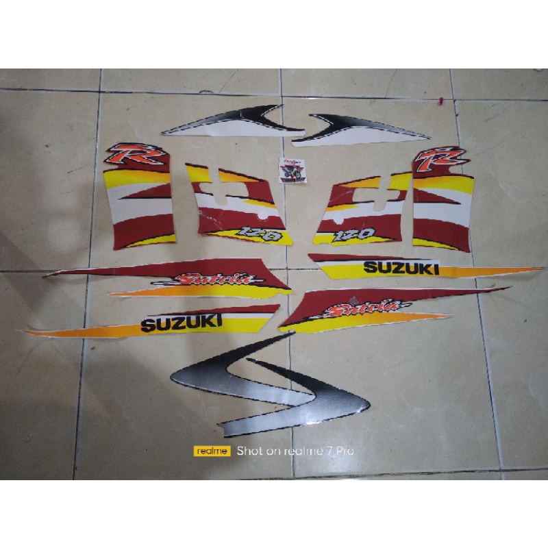 Sticker Striping Body Satria Hiu Merah Putih