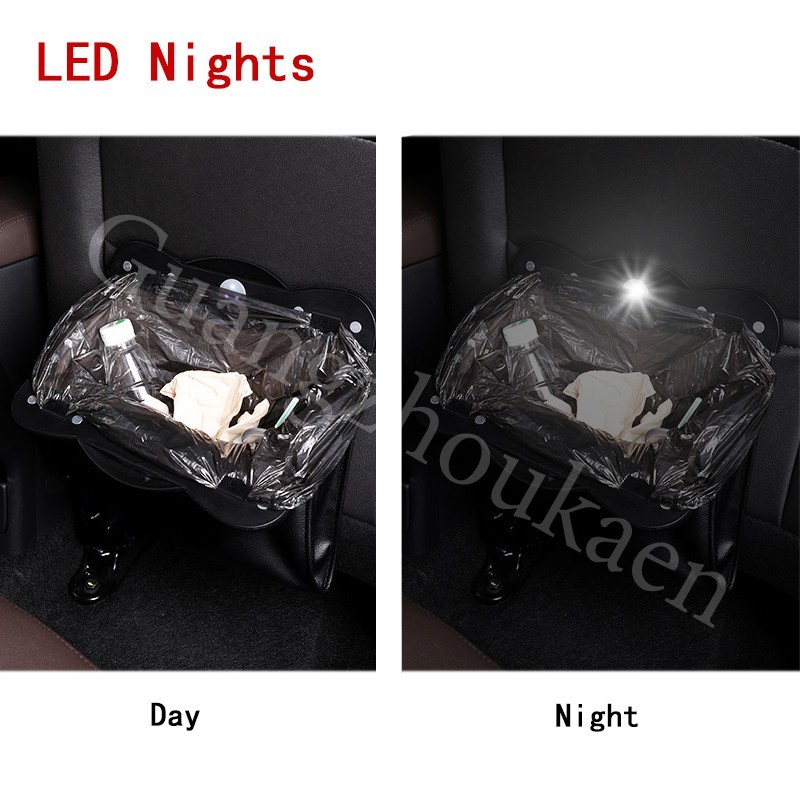 KAEN Kursi Mobil Kembali Tas Penyimpanan Kursi Belakang Tas Sampah dengan Lampu LED Aksesoris Interior Mobil Cocok untuk  Mitsubishi Mirage Xpander Outlaner Kuda Eterna