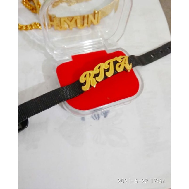 gelang Pandora hitam nama lapis emas 24k