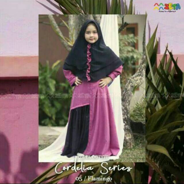 Gamis set Jilbab Anak Cordelia Series Flamingo by Zeta Outfit