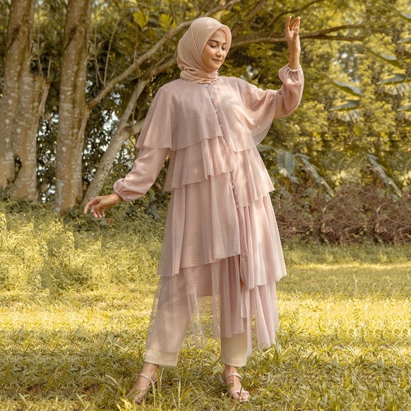 Hawa Tunic Polka Dusty Pink HijabChic