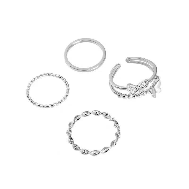 Set Cincin Model Terbuka Desain Kupu-Kupu Twist Gaya Simple