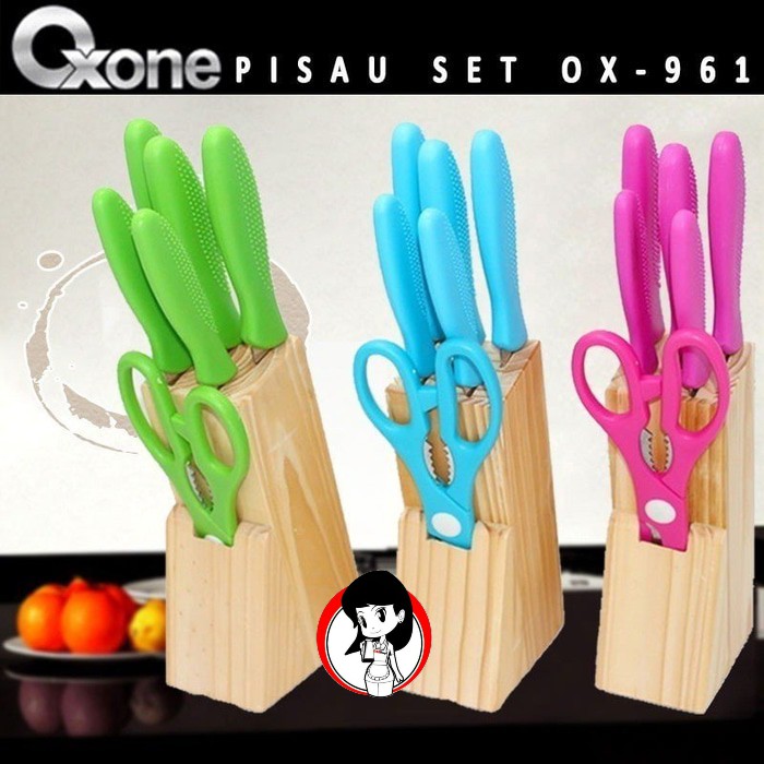 PISAU DAPUR SET OXONE OX-961 GUNTING PISAU TAJAM SET STAINLESS ISI 5 KNIFE SET OXONE ORIGINAL