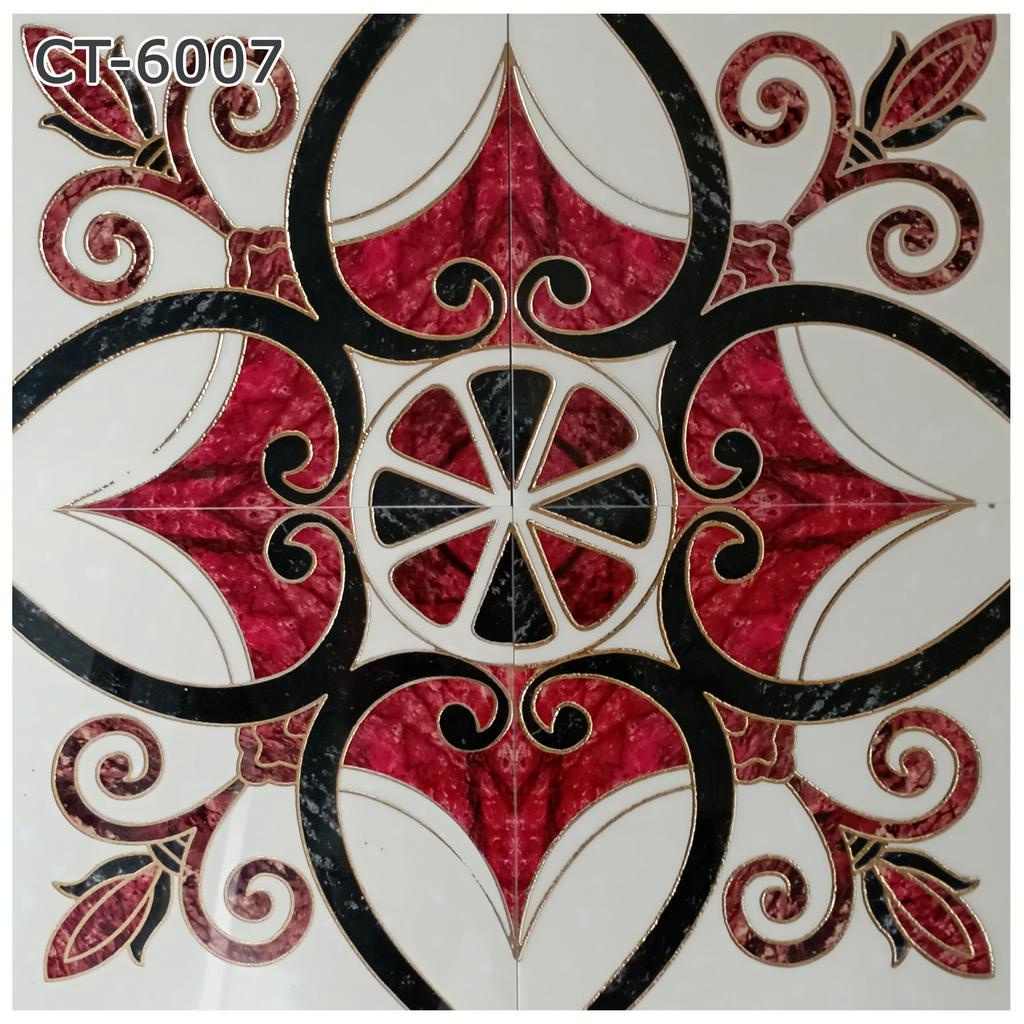 Granit Lantai Pola Décor 120x120 Glossy Motif Bunga CT-6007  Mewah Emboss Grade AAA Ori Granite Tile