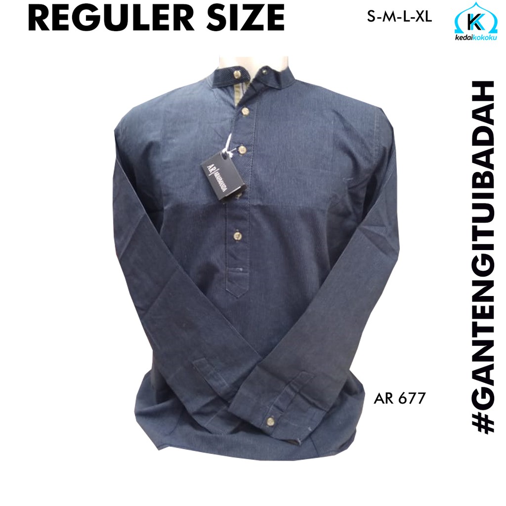 baju koko/kemeja koko abu salur Arahmanda lengan panjang berkualitas