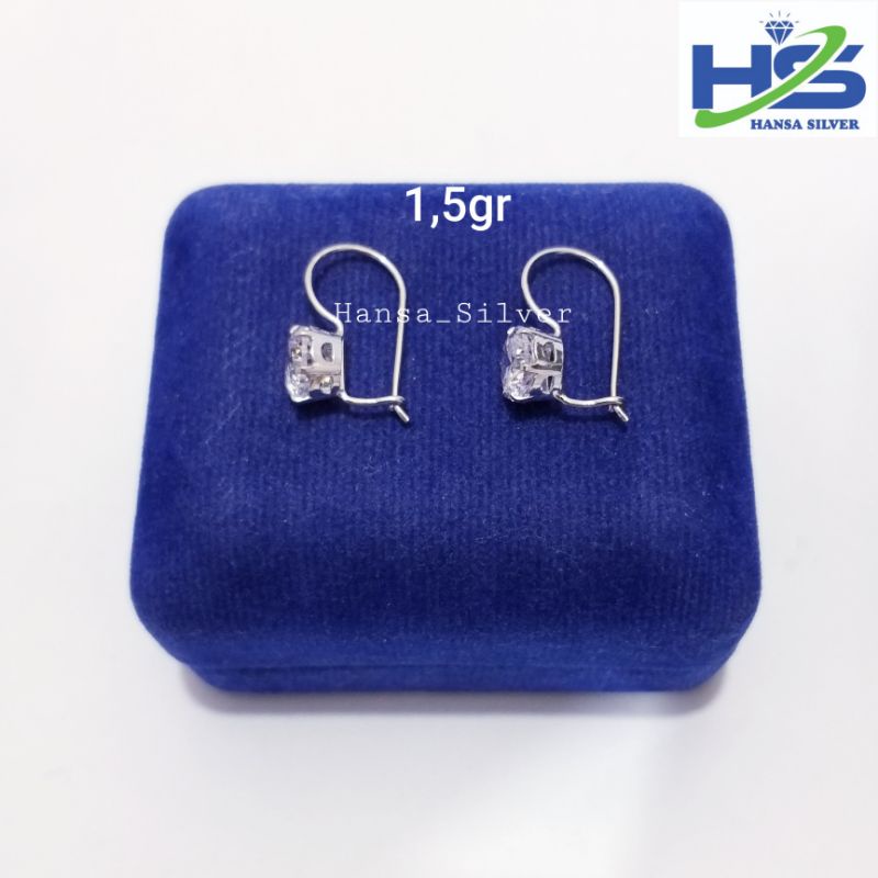 Anting Perak Asli Silver 925 Lapis Emas Putih Model Anting Desi 0,5Gram/1Gram/ 1,5Gram/2Gram/3Gram - Anting Wanita Anti Karat