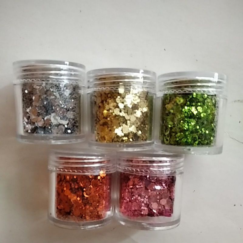 Sequins Mixed Glitter 10gr dengan serbuk bentuk hexagon untuk nail arts/DIY/Dekorasi Nail Arts