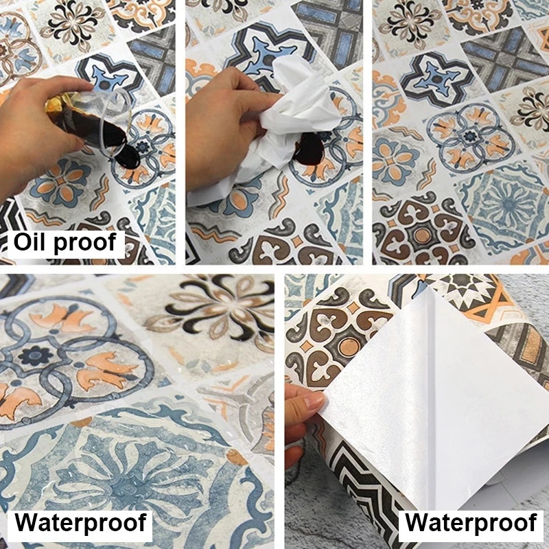 [ PVC floor self-adhesive waterproof non-slip stickers decoration For  home bathroom  kitchen tile Living Room ]