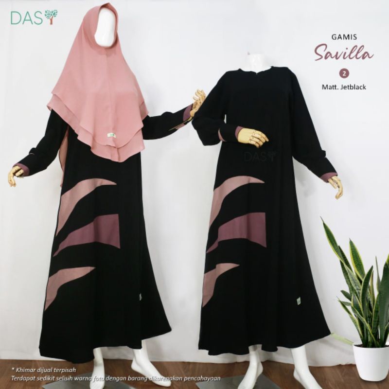 Gamis hitam DAS baju haji umroh Jetblack Syari Busui resleting depan Savilla by Dasmuslim