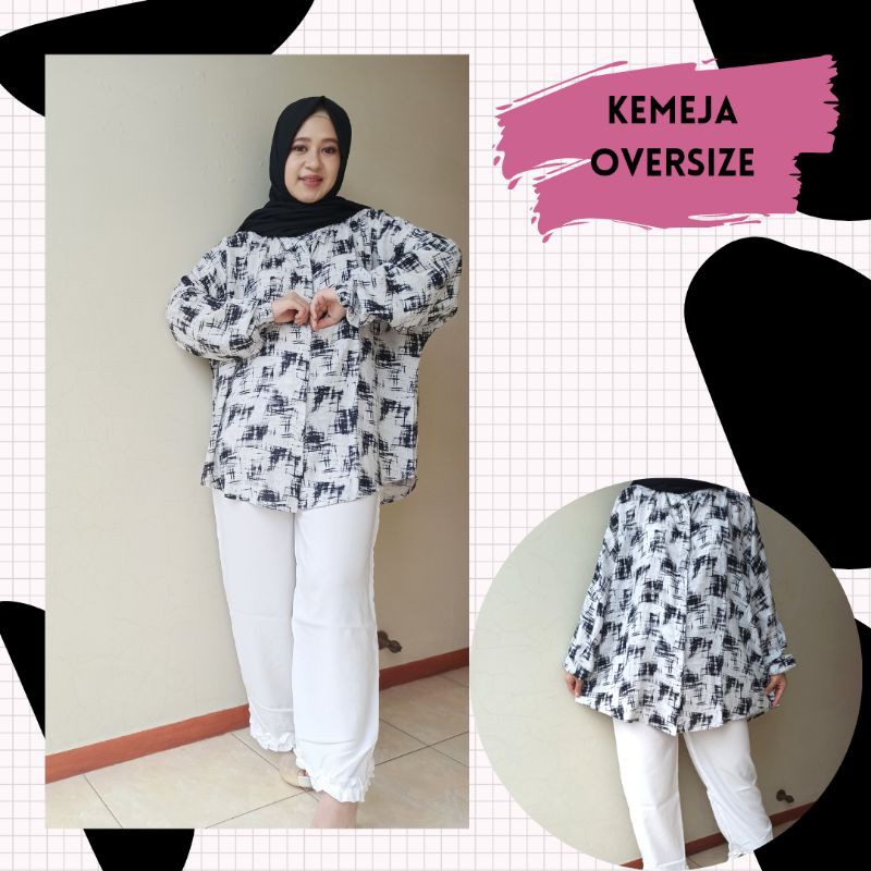 Venyastore Kemeja Oversize Motif bahan rayon twill dan viscose adem busui friendly