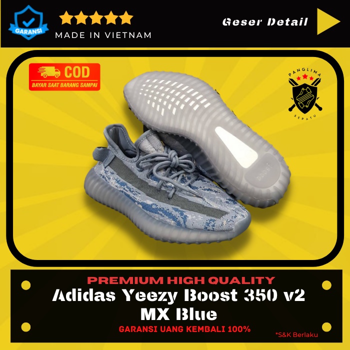 Sepatu Pria *didas Yeezy Boost 350 v2 MX Blue Sneakers Cowok Sneaker Fashion Import Premium Original