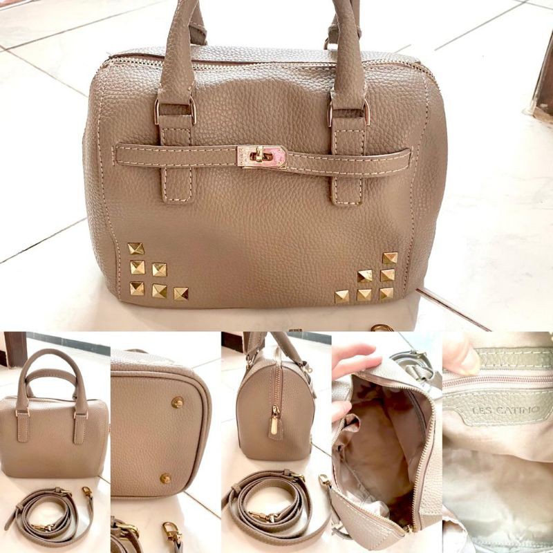 Tas Les Catino nude brown slingbag selempang