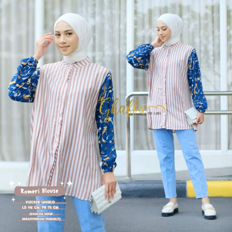 BELIZA BLEMI KIVI DILRA JAVAS KENAI KIMIKO LINSKI MIMA NAVIVA NEINA PAKITA PINTA REIVE RUMI POPITA ROMERI SYANINA BLOUSE BY GHAFFA | BAJU ATASAN BLOUSE JUMBO PREMIUM MOTIF POLKADOT BUNGA ABSTRAK OOTD KOREA STYLE KEKINIAN-Romeri