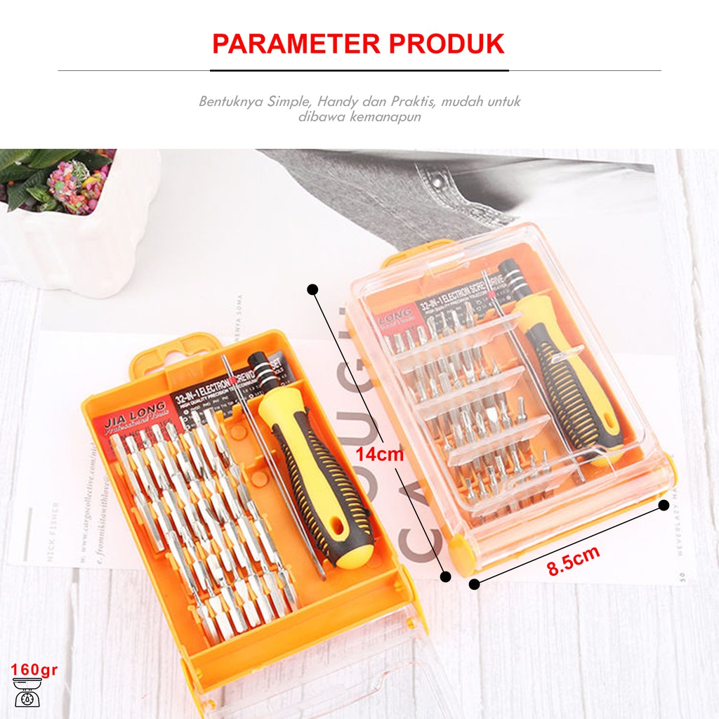 Obeng Set Servis Maintenance Eletronik 32in1 Multifungsi Serbaguna Peralatan Perkakas Tool Set Import - GJ-29 - 88Blanketstore