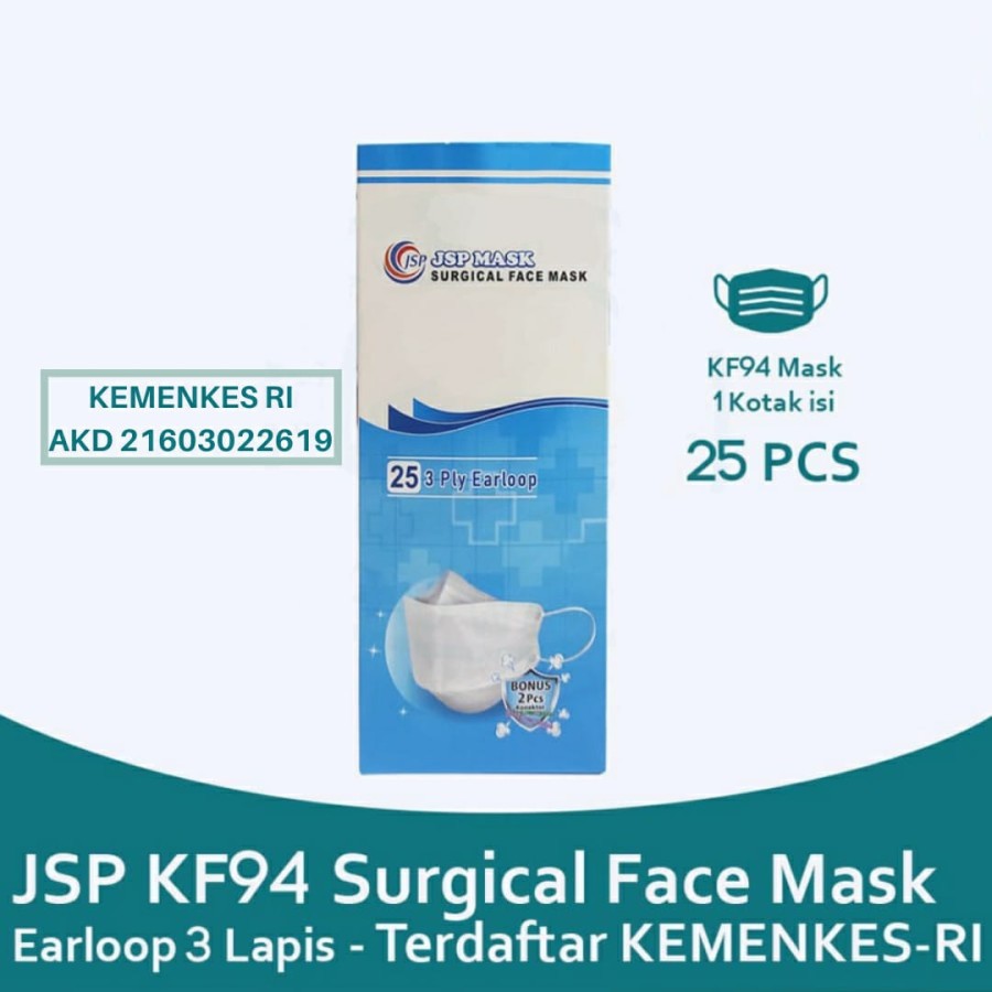 Masker KF94 JSP Dewasa Isi 25 Pcs / Box free Konektor