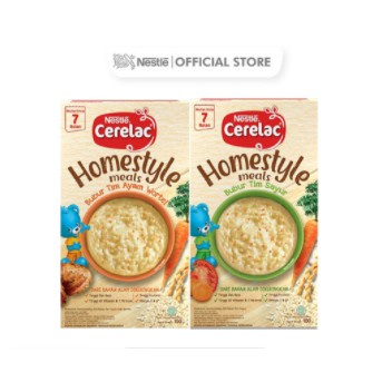Bubur Bayi Nestlé CERELAC HOMESTYLE Rasa Tim Ayam Wortel Box 100g + Rasa Tim Sayur Box 100g