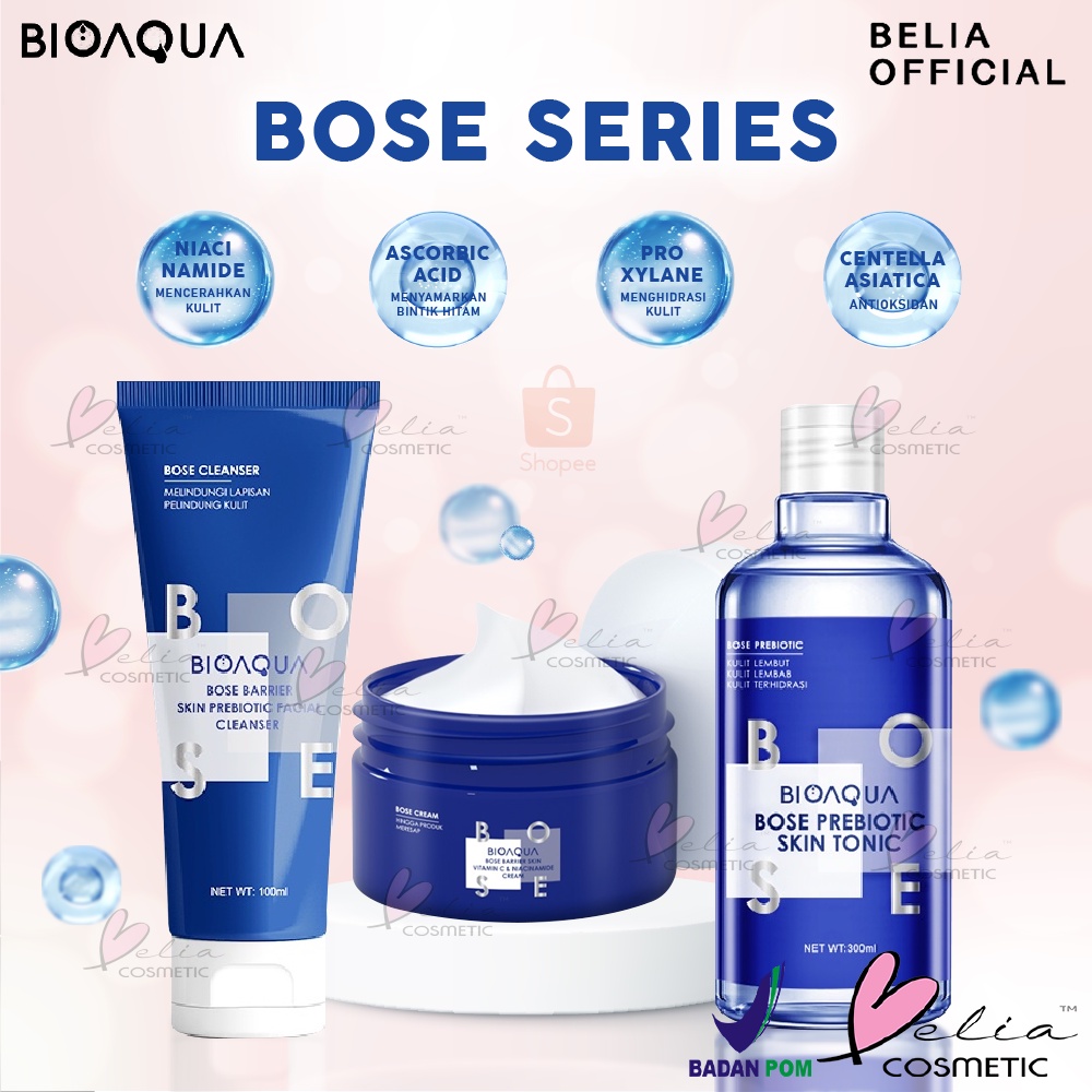 ❤ BELIA ❤ BIOAQUA Bose Series | Bose Barrier Skin Probiotic Facial Cleanser 100g | Bose Barrier Skin Vitamin C &amp; Niacinamide Cream 50g | Bose Probiotic Skin Tonic 300ml | BPOM