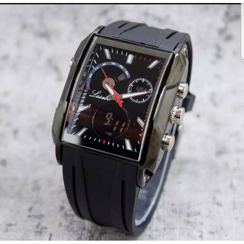 PROMO TIPE 870 JAM TANGAN PRIA ORIGINAL MODEL KOTAK DUAL TIME TERLARIS/HARGA GROSIR ANTI AIR