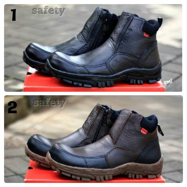 SEPATU BOOTS KICKERS KULIT ORIGINAL - SAFETY - HIKING - KETS - KERJA - KANTOR - LAPANGAN - OUTDOOR