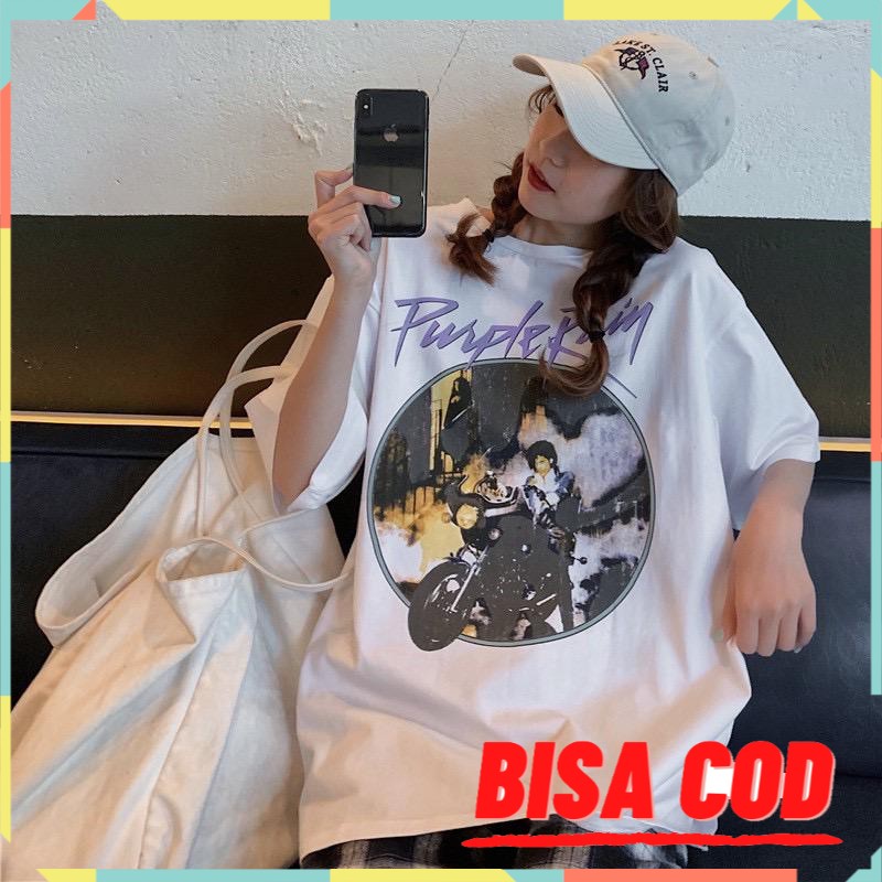 OVERSIZE PURPLE RAIN / KAOS WANITA BIGSIZE / BAHAN SPANDEK FIT TO XL KAOS WANITA IMPORT LOKAL MURAH