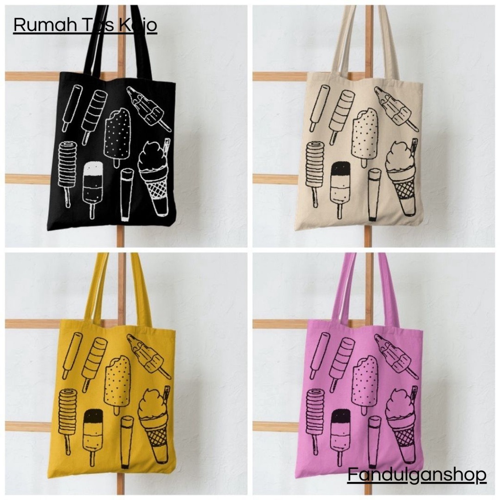 FLASH SALE 10.10 - [RESLETING] &quot;ICE CREAM&quot; TOTEBAG TERLARIS BERBAHAN SEMI KANVAS | TOTEBAG KULIAH, KERJA, SEKOLAH | TOTEBAG RESLETING | TOTEBAG BESAR | TOTEBAG KOREA | TOTEBAG TEBAL | TOTEBAG LAPTOP | TOTEBAG UNIK | TOTEBAG NONGKI | TOTEBAG POLOS