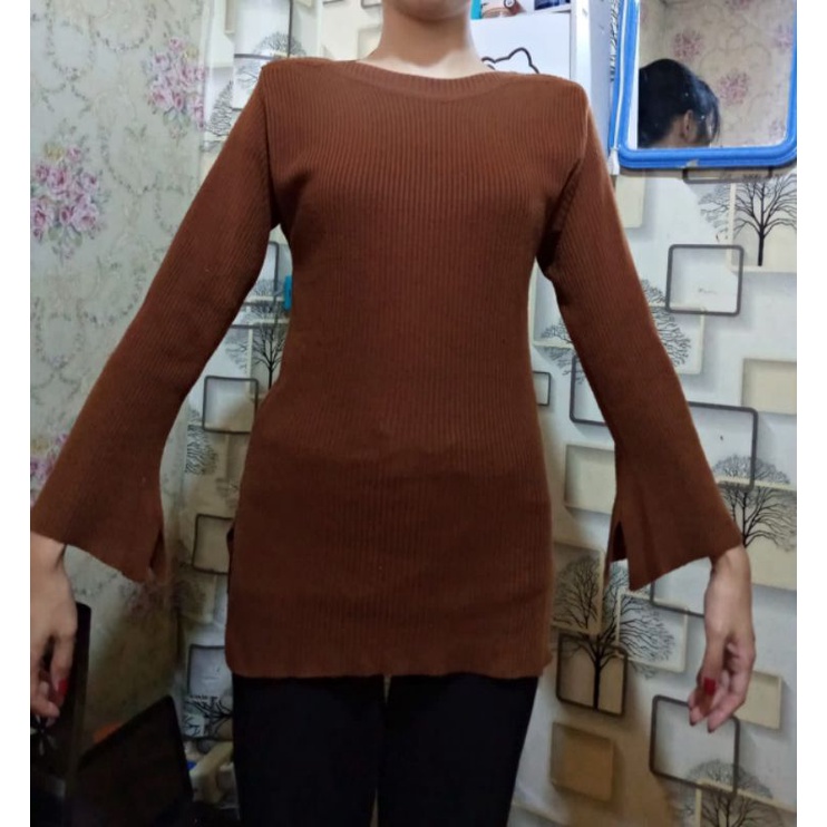 PL baju rajut lengan rumbai