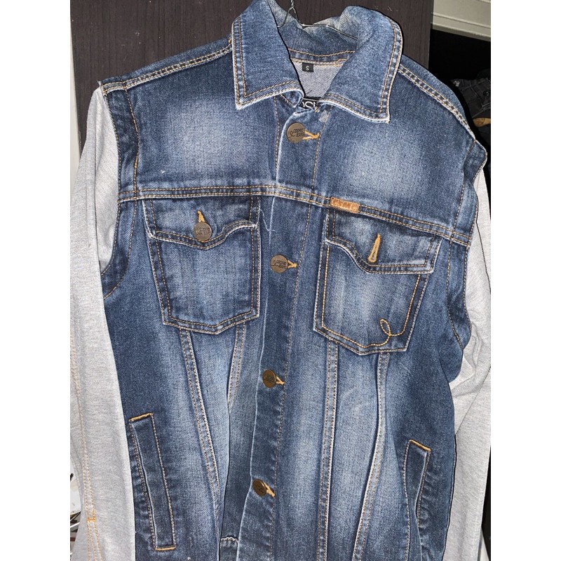 [PRELOVED 97%] DENIM JACKET / JAKET DENIM / JAKET JEANS COWO / DENIM JAKET COSMIC, BISA JADI VEST