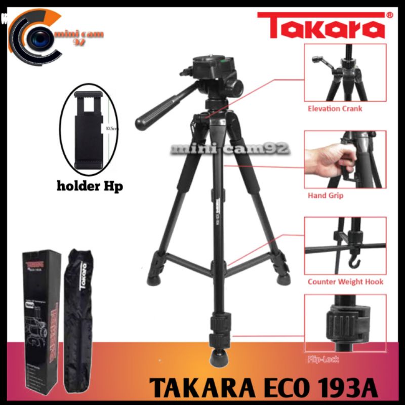 Tripod TAKARA ECO-193A, tripod camera, tripod Hp, handycam, miroles, 100% original