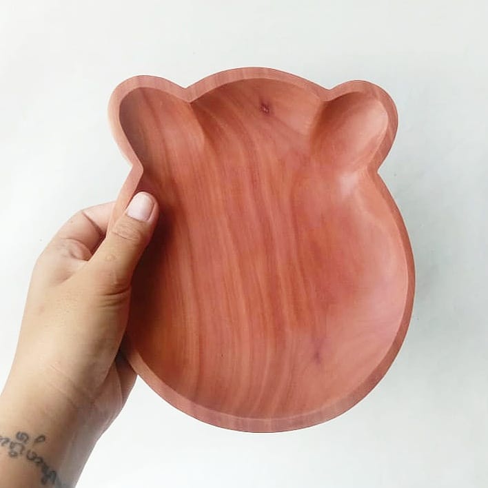 PIRING BERUANG - Piring kayu bento/ Piring Makan Anak/ Wadah Saji/Peralatan Makan