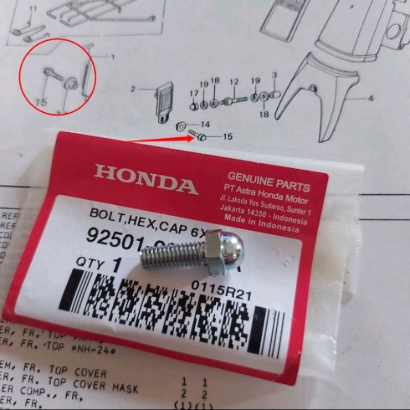 Baut mata kucing spakbor depan honda c800 supercup astrea star astrea 800 original