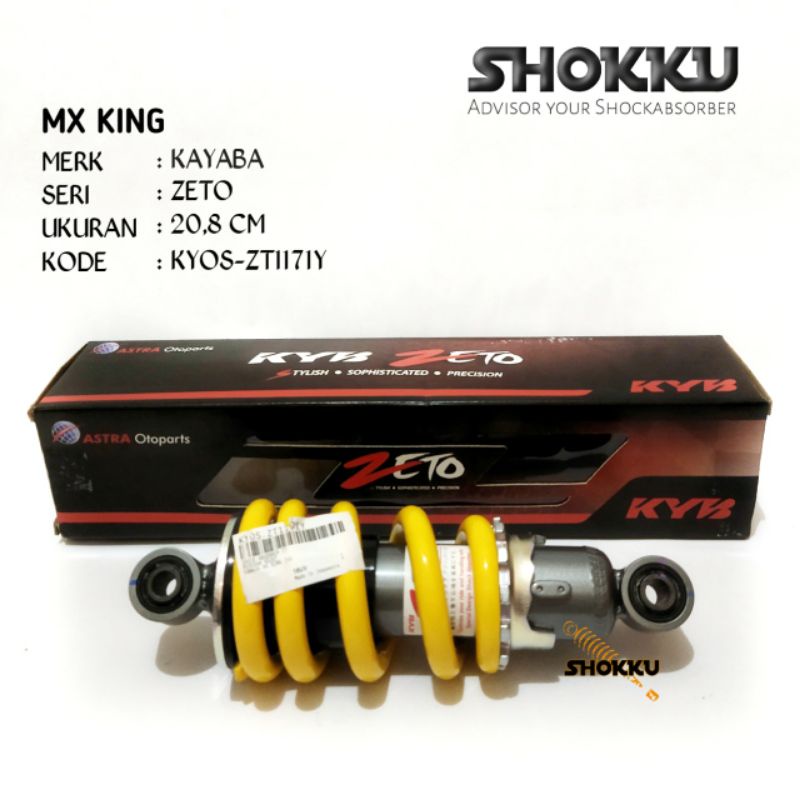 Shock belakang jupiter MX king  merk kayaba zeto warna kuning ukuran 20,8 cm ZT1171Y