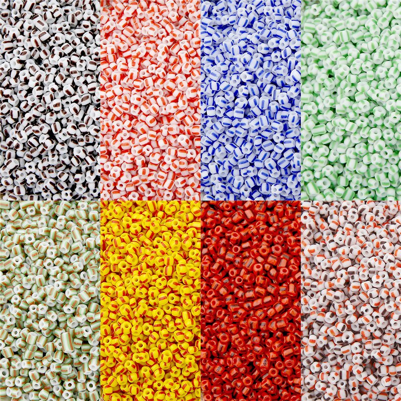 20g 650Pcs 3mm Stripe Czech Glass Seed Spacer Beads Austria Crystal Round Beads For Kids Jewelry Craft DIY Garment Deco