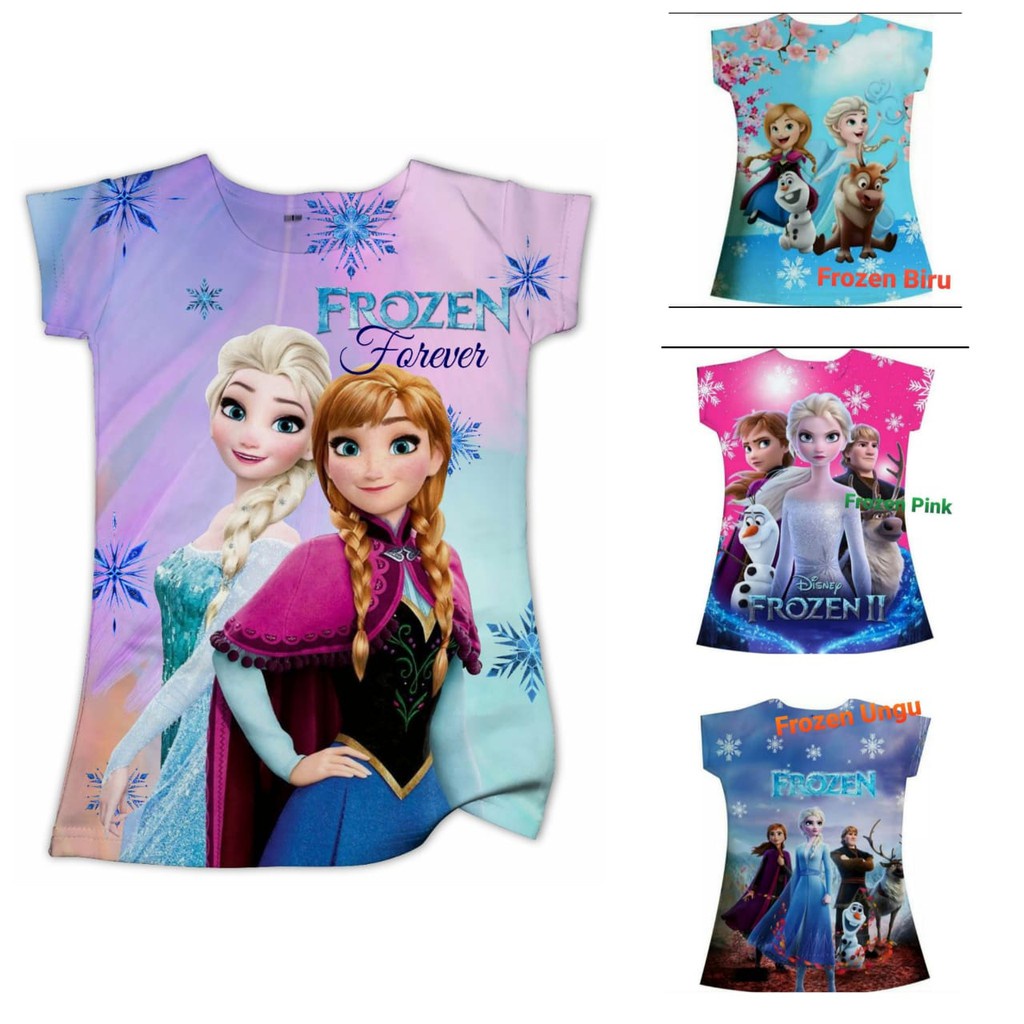 Dress Anak Frozen / Daster Anak Frozen / Baju Anak Frozen Printing
