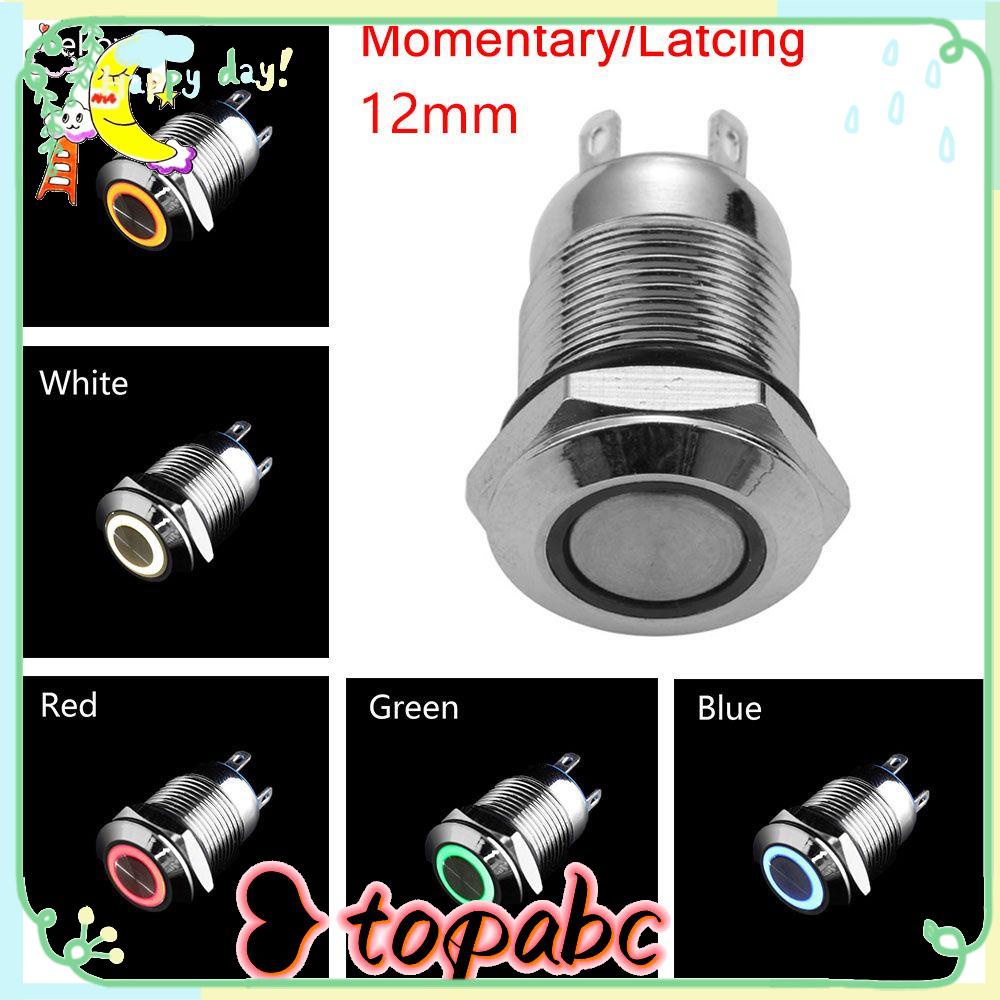 TOP Waterproof Momentary/Latching Red Blue Green Yellow White LED Metal Button Switch New 3V 5V 9V 12V 24V 110V 220V Push ON/OFF 12mm/Multicolor