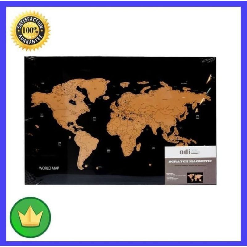 

Odi Scratch Magnetic Board Map 60x40x2 cm Papan Magnet Peta Dunia Wall Deco