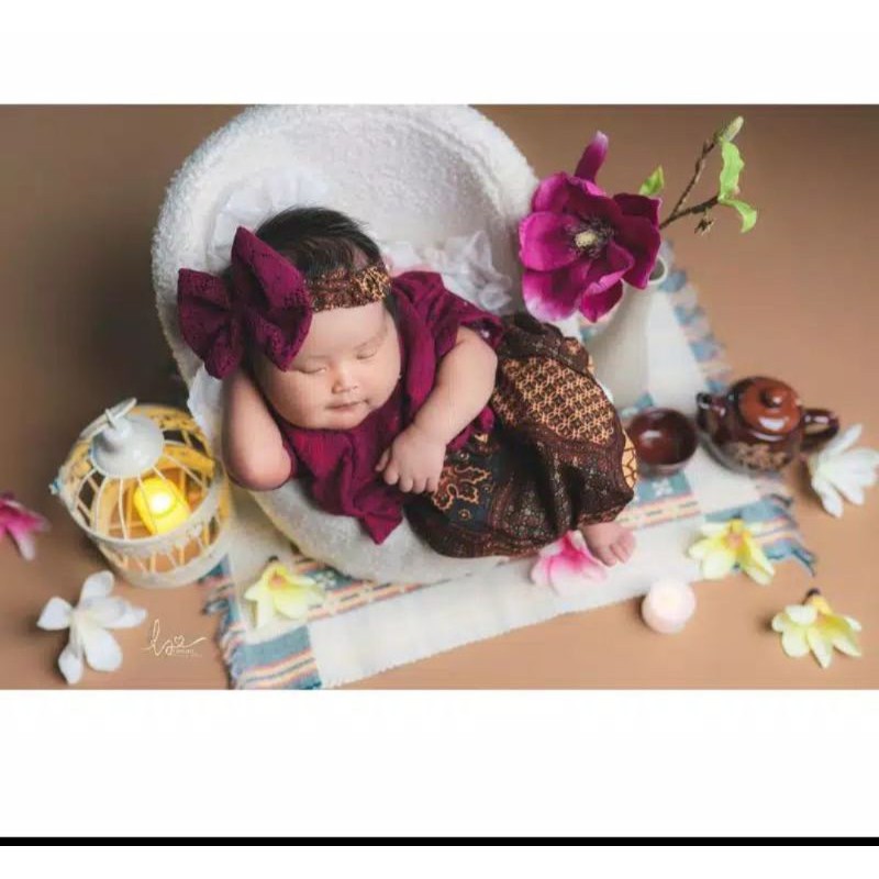 kebaya baby kutu baru bayi cocok untuk photo newborn biru dongker