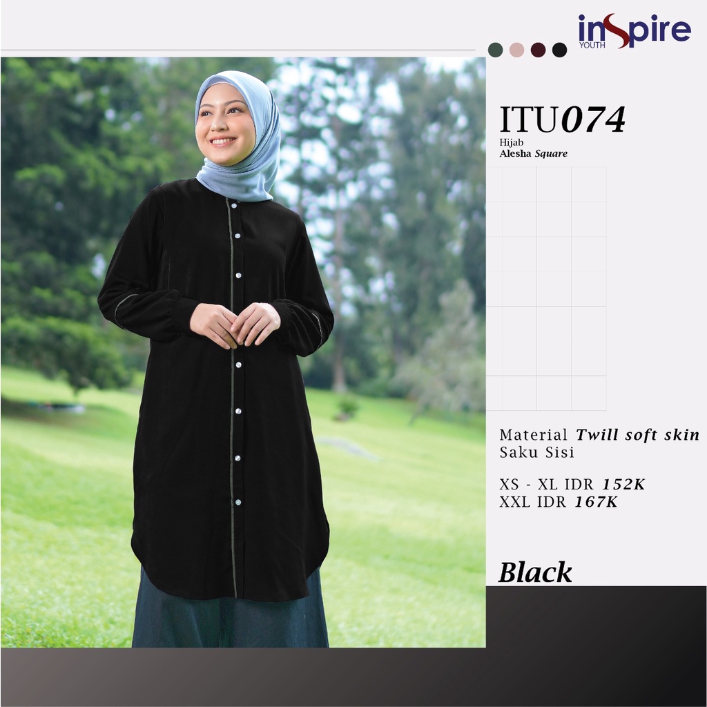 Inspire Tunik ITU 74 Bahan Twill Soft Skin Atasan Polos Simple Model Terbaru