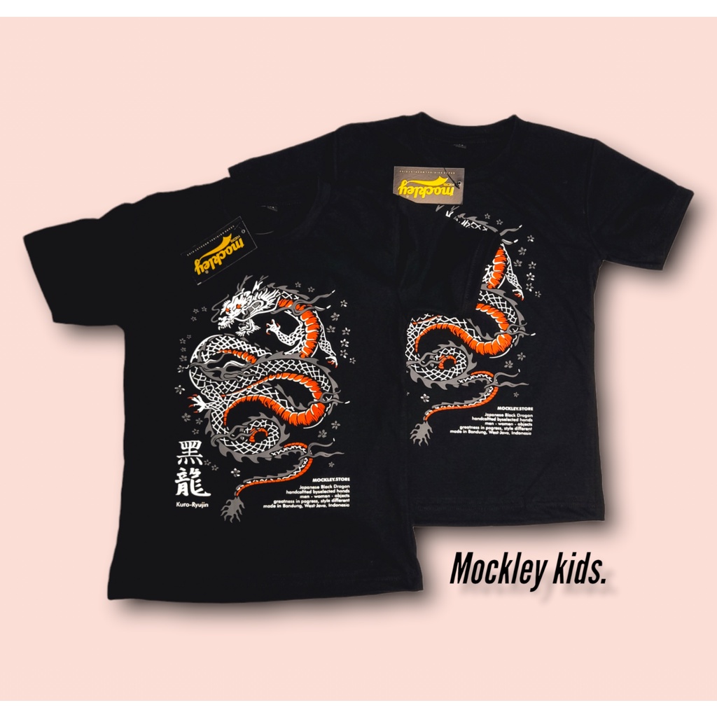 Baju kaos anak naga lakilaki kaos anak naga dragon atasan kaos anak motip naga warna hitam