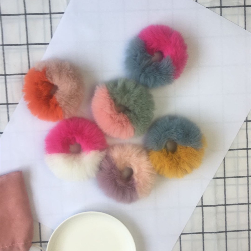 Ikat Rambut Bulu Lolita Karet rambut 2 warna Ikat rambut korea SMB0