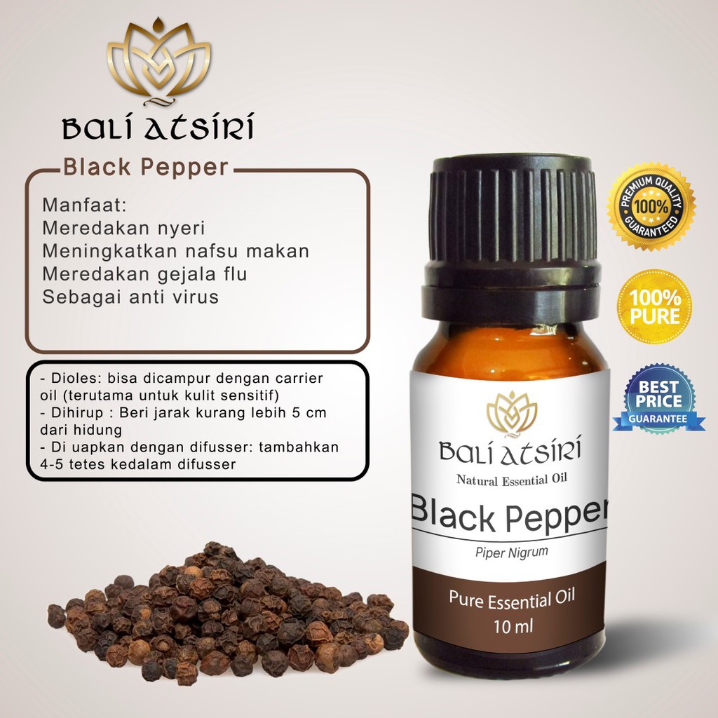 Bali Atsiri Black Pepper Oil 10ml Pure Essential Black Pepper Oil 10 Ml Minyak Merica Hitam 10ml Shopee Indonesia