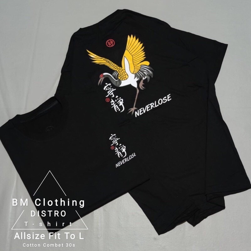 BAJU KAOS T SHIRT ATASAN DISTRO PRIA WANITA GAMBAR FLAMINGO TULISAN JEPANG CINA PRIA WANITA HITAM