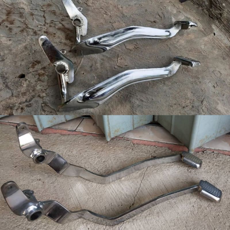 PEDAL REM BLITS & CRYSTAL TUNE BAHAN TEBAL MIRIP ORI CHROME  TUAS PIJAKAN REM BELAKANG CB GL 100 PRO