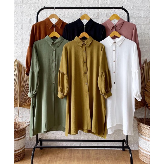 Baju Muslim Wanita Tunik Jaleela Atasan Wanita Casual Lengan Panjang Airflow Crinkle