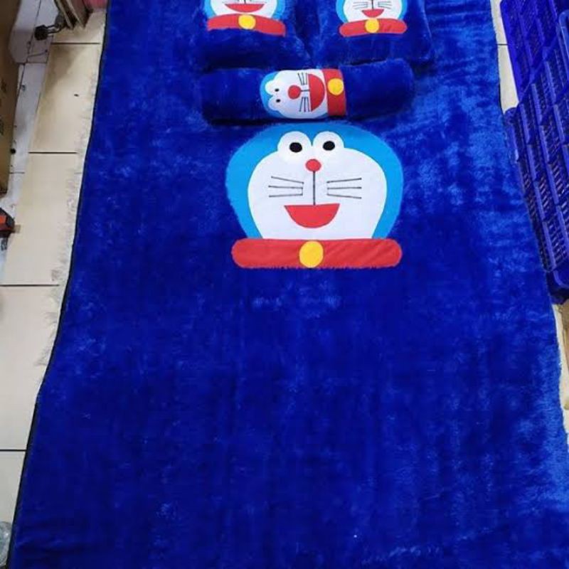 Kasur lantai karakter (surfet) bulu rasfur LED berkualitas set bantal
